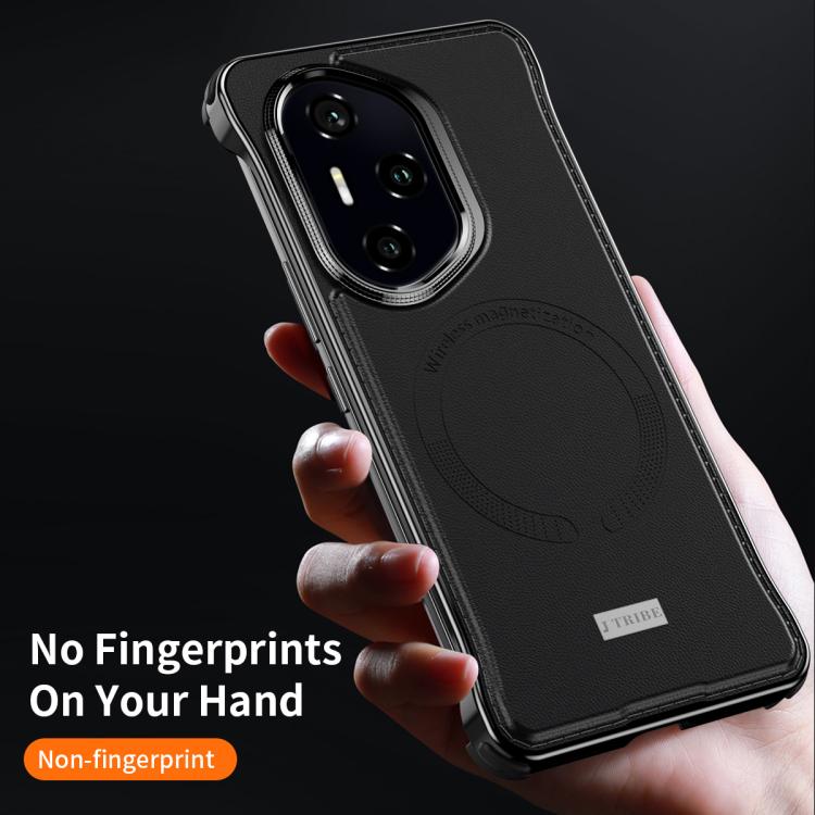 For Honor 300 Pro J TRIBE Metal Frameless Plain Leather MagSafe Phone Case(Brown) - Honor Cases by buy2fix | Online Shopping UK | buy2fix