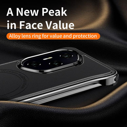 For Honor 300 Pro J TRIBE Metal Frameless Plain Leather MagSafe Phone Case(Brown) - Honor Cases by buy2fix | Online Shopping UK | buy2fix