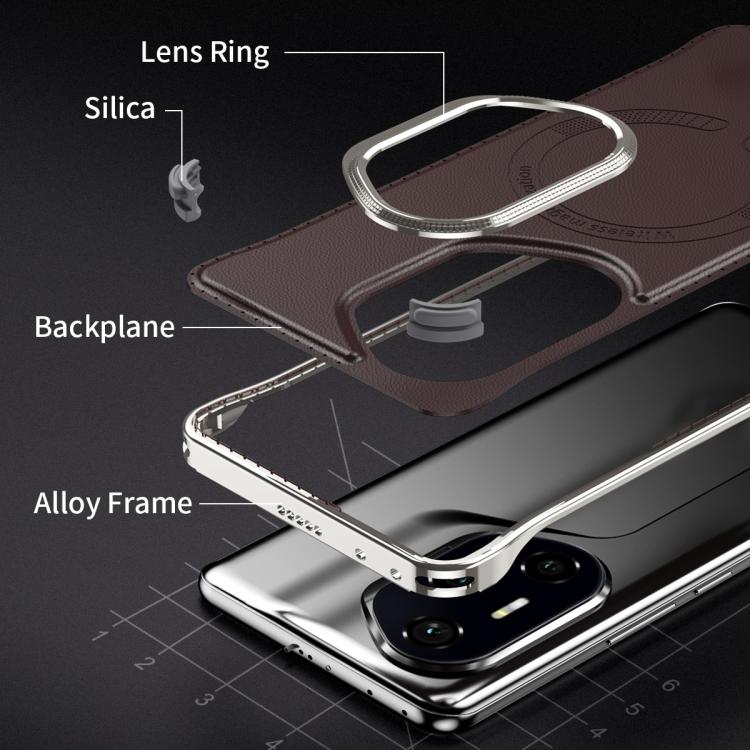 For Honor 300 Pro J TRIBE Metal Frameless Plain Leather MagSafe Phone Case(Black) - Honor Cases by buy2fix | Online Shopping UK | buy2fix