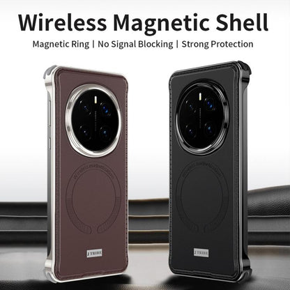 For Honor Magic7 J TRIBE Metal Frameless Plain Leather MagSafe Phone Case(Brown) - Honor Cases by buy2fix | Online Shopping UK | buy2fix