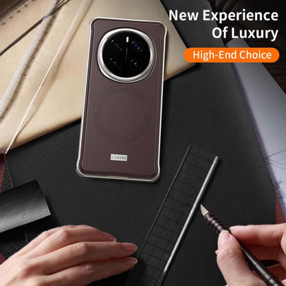 For Honor Magic7 J TRIBE Metal Frameless Plain Leather MagSafe Phone Case(Brown) - Honor Cases by buy2fix | Online Shopping UK | buy2fix