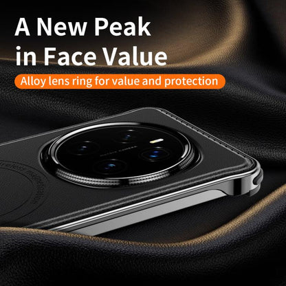 For Honor Magic7 J TRIBE Metal Frameless Plain Leather MagSafe Phone Case(Black) - Honor Cases by buy2fix | Online Shopping UK | buy2fix