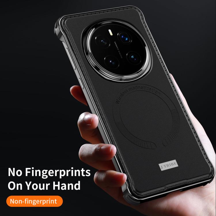 For Honor Magic7 Pro J TRIBE Metal Frameless Plain Leather MagSafe Phone Case(Brown) - Honor Cases by buy2fix | Online Shopping UK | buy2fix