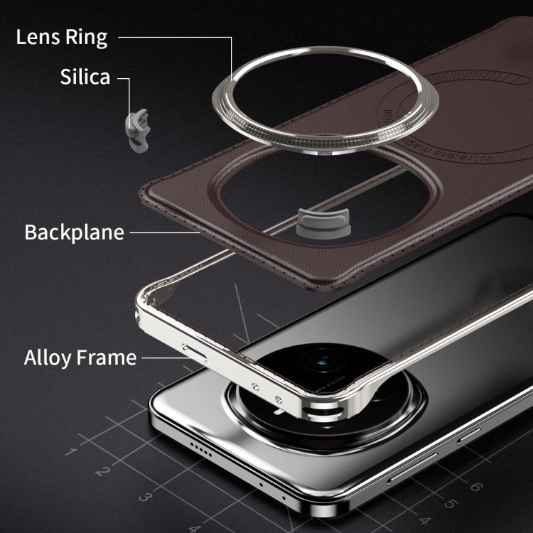 For Honor Magic7 Pro J TRIBE Metal Frameless Plain Leather MagSafe Phone Case(Black) - Honor Cases by buy2fix | Online Shopping UK | buy2fix