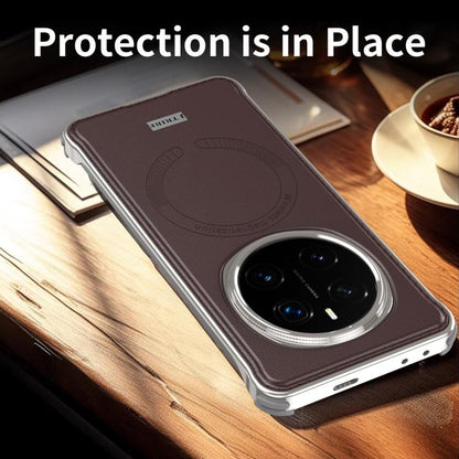 For Honor Magic7 Pro J TRIBE Metal Frameless Plain Leather MagSafe Phone Case(Black) - Honor Cases by buy2fix | Online Shopping UK | buy2fix