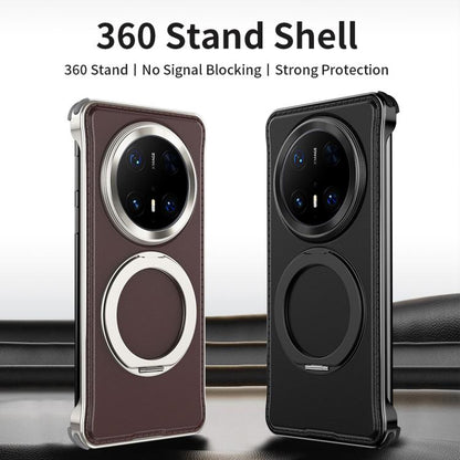 For Huawei Mate 70 Pro Metal Frameless Plain Leather MagSafe Holder Phone Case(Black) - Huawei Cases by buy2fix | Online Shopping UK | buy2fix