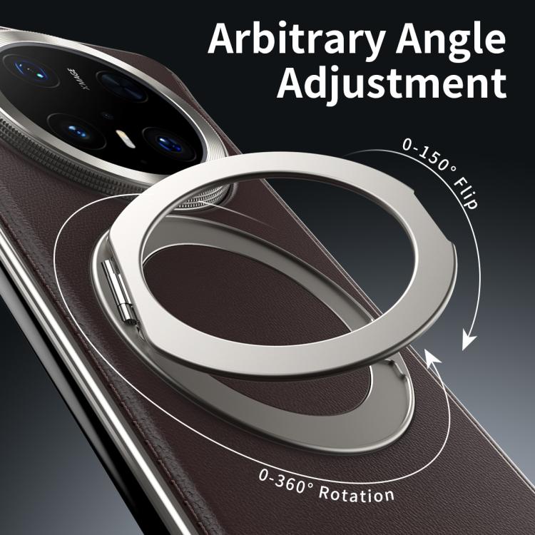 For Huawei Mate 70 Pro+ Metal Frameless Plain Leather MagSafe Holder Phone Case(Black) - Huawei Cases by buy2fix | Online Shopping UK | buy2fix