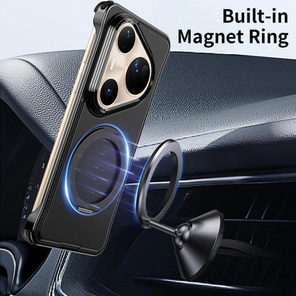 For Huawei Pura 80 Pro 5G Metal Frameless Plain Leather MagSafe Holder Phone Case(Brown) - Huawei Cases by buy2fix | Online Shopping UK | buy2fix