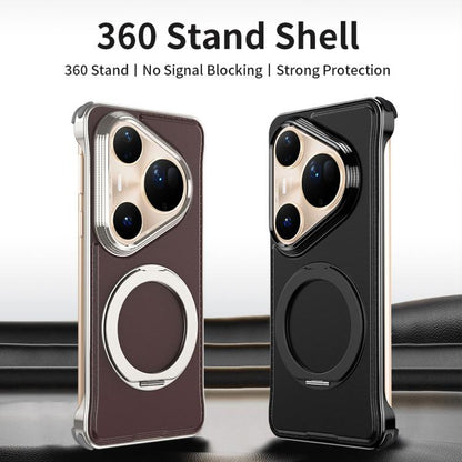 For Huawei Pura 80 Pro+ 5G Metal Frameless Plain Leather MagSafe Holder Phone Case(Black) - Huawei Cases by buy2fix | Online Shopping UK | buy2fix