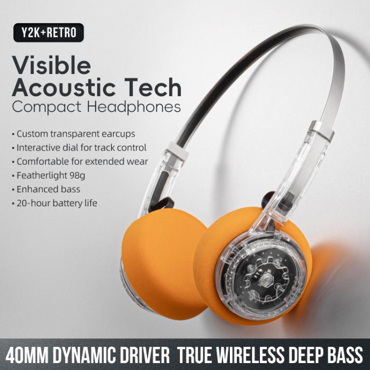 LC-6300 Retro Sports Noise-Canceling Bluetooth 6.0 Headset(Transparent Orange) - Headset & Headphone by buy2fix | Online Shopping UK | buy2fix