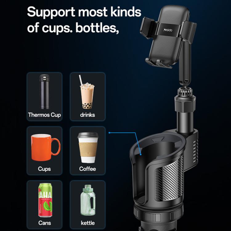 Yesido C273 2 in 1 Car Water Cup Phone Holder(Black) - Car Drink Holders by Yesido | Online Shopping UK | buy2fix