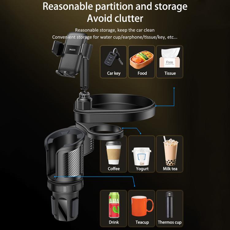 Yesido C274 4 in 1 Car Multi-function Tray Water Cup Phone Holder(Black) - Car Drink Holders by Yesido | Online Shopping UK | buy2fix
