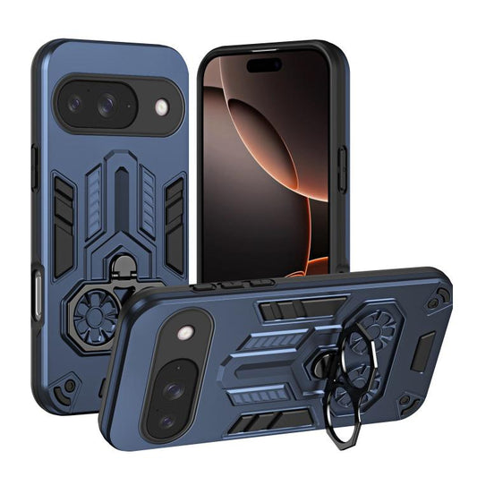 For Google Pixel 10 / 10 Pro Double-Ring Holder PC Hybrid TPU Phone Case(Ocean Blue) - Google Cases by buy2fix | Online Shopping UK | buy2fix