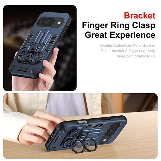 For Google Pixel 10 / 10 Pro Double-Ring Holder PC Hybrid TPU Phone Case(Ocean Blue) - Google Cases by buy2fix | Online Shopping UK | buy2fix