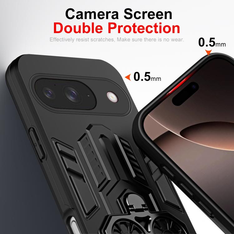 For Google Pixel 10 / 10 Pro Double-Ring Holder PC Hybrid TPU Phone Case(Black) - Google Cases by buy2fix | Online Shopping UK | buy2fix