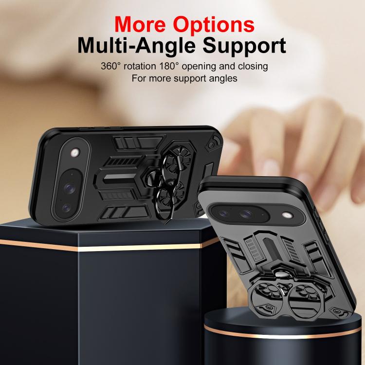 For Google Pixel 10 / 10 Pro Double-Ring Holder PC Hybrid TPU Phone Case(Black) - Google Cases by buy2fix | Online Shopping UK | buy2fix