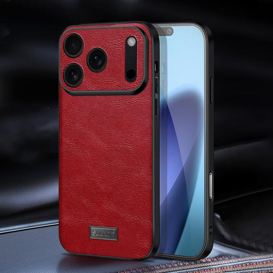 For iPhone 17 Pro SULADA Shockproof TPU Hybrid Handmade Leather Phone Case(Red)