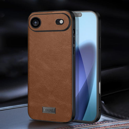 For iPhone Air SULADA Shockproof TPU Hybrid Handmade Leather Phone Case(Brown)