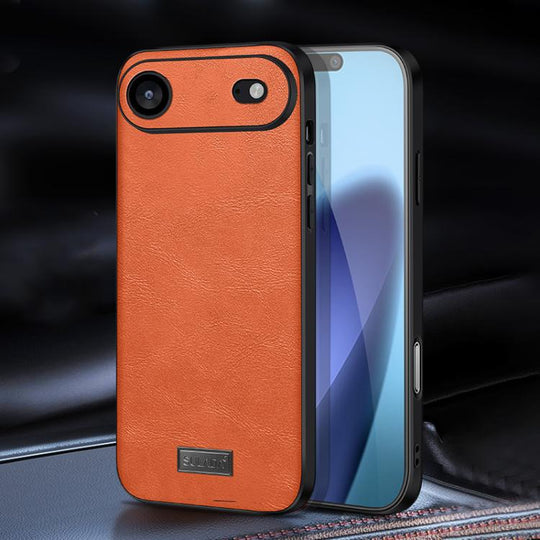 For iPhone Air SULADA Shockproof TPU Hybrid Handmade Leather Phone Case(Orange)