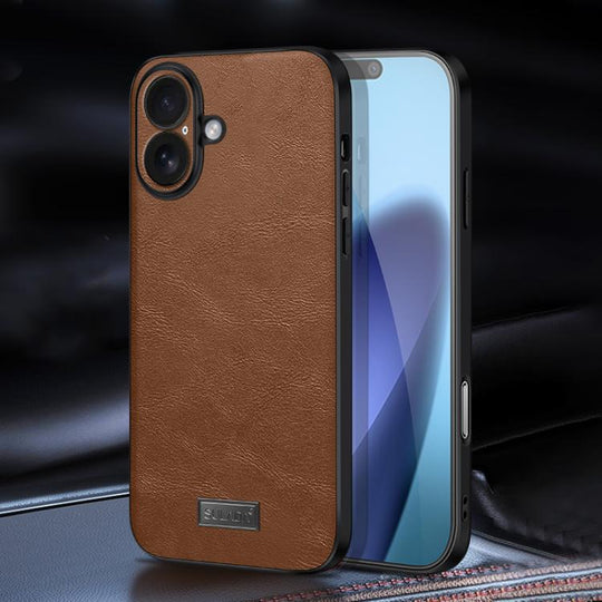 For iPhone 17 SULADA Shockproof TPU Hybrid Handmade Leather Phone Case(Brown)