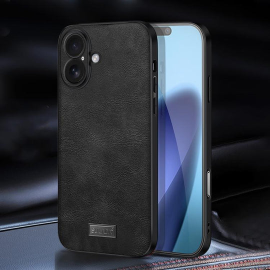 For iPhone 17 SULADA Shockproof TPU Hybrid Handmade Leather Phone Case(Black)