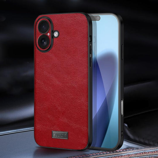 For iPhone 17 SULADA Shockproof TPU Hybrid Handmade Leather Phone Case(Red)