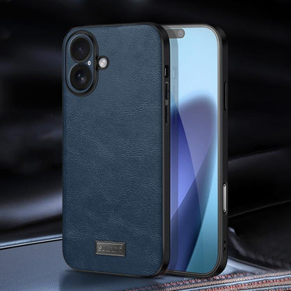 For iPhone 17 SULADA Shockproof TPU Hybrid Handmade Leather Phone Case(Blue) - iPhone 17 Cases by SULADA | Online Shopping UK | buy2fix