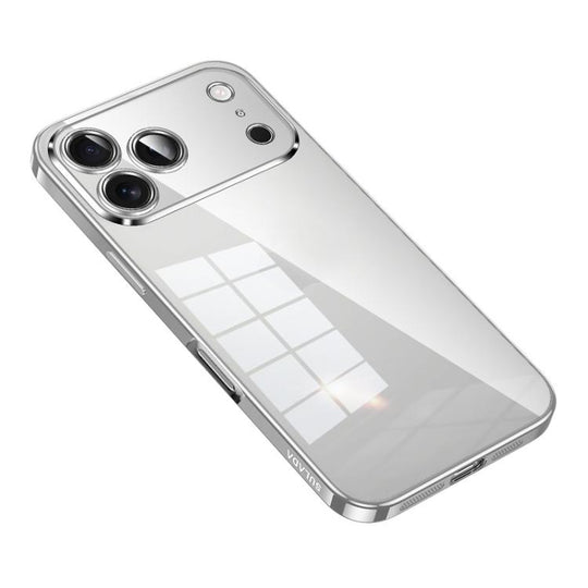 For iPhone 17 Pro Max SULADA Shine Through Series Plating TPU Transparent Phone Case(Silver)