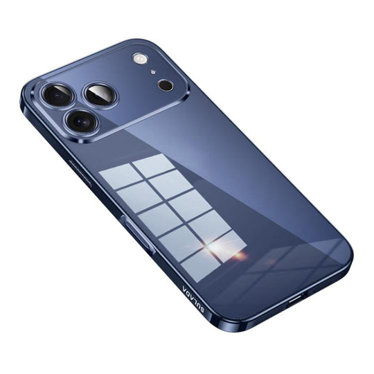 For iPhone 17 Pro Max SULADA Shine Through Series Plating TPU Transparent Phone Case(Titanium Blue)
