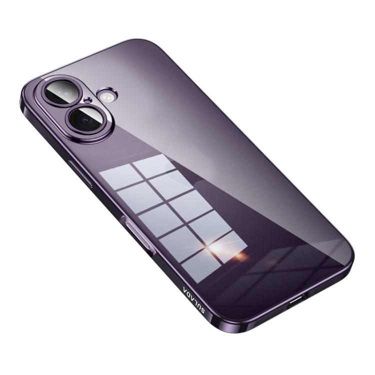 For iPhone 17 SULADA Shine Through Series Plating TPU Transparent Phone Case(Dark Purple) - iPhone 17 Cases by SULADA | Online Shopping UK | buy2fix