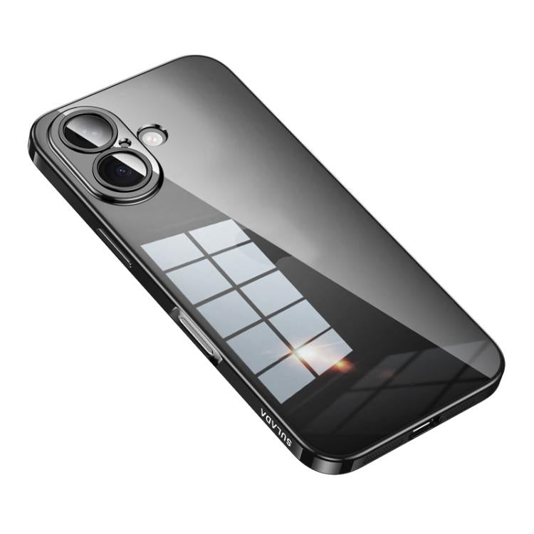For iPhone 17 SULADA Shine Through Series Plating TPU Transparent Phone Case(Space Black) - iPhone 17 Cases by SULADA | Online Shopping UK | buy2fix