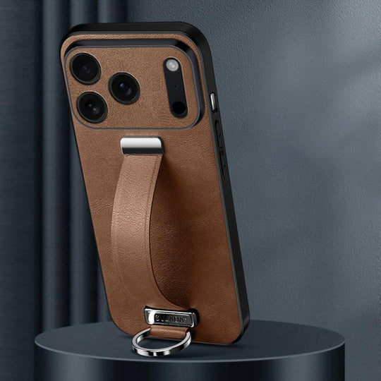 For iPhone 17 Pro SULADA Tide Cool Series PC Hybrid Leather Texture Skin Feel Phone Case(Brown)
