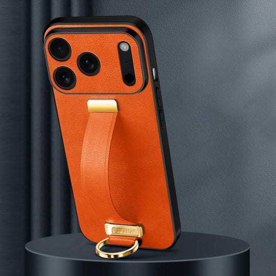 For iPhone 17 Pro SULADA Tide Cool Series PC Hybrid Leather Texture Skin Feel Phone Case(Orange)