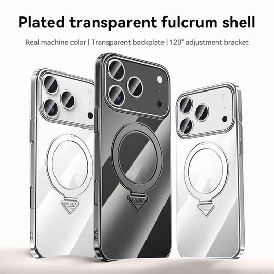 For iPhone 17 SULADA Electroplated Transparent MagSafe Holder Phone Case(Silver) - iPhone 17 Cases by SULADA | Online Shopping UK | buy2fix