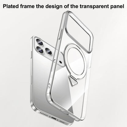 For iPhone 17 SULADA Electroplated Transparent MagSafe Holder Phone Case(Black) - iPhone 17 Cases by SULADA | Online Shopping UK | buy2fix