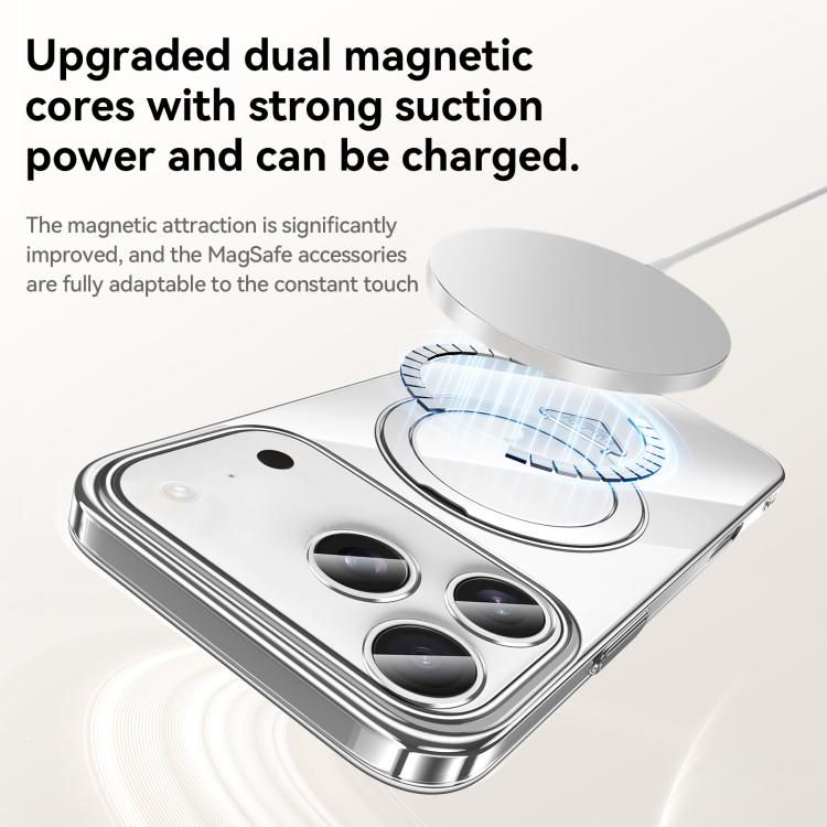 For iPhone 17 SULADA Electroplated Transparent MagSafe Holder Phone Case(Black) - iPhone 17 Cases by SULADA | Online Shopping UK | buy2fix