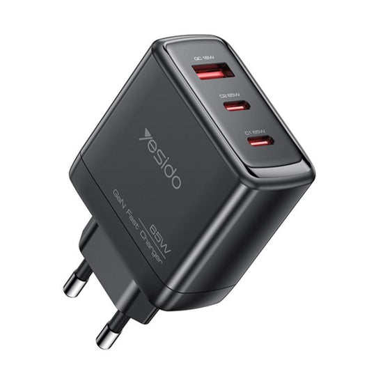 Yesido YC144 65W Three-port Fast Charger, Plug:EU Plug(Black)