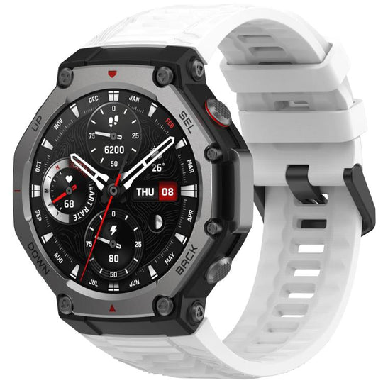 For Amazfit T-Rex 3 xDfind Solid Color Black Buckle Silicone Watch Band(White)