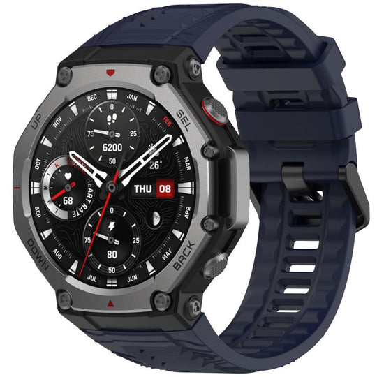For Amazfit T-Rex 3 xDfind Solid Color Black Buckle Silicone Watch Band(Dark Blue)