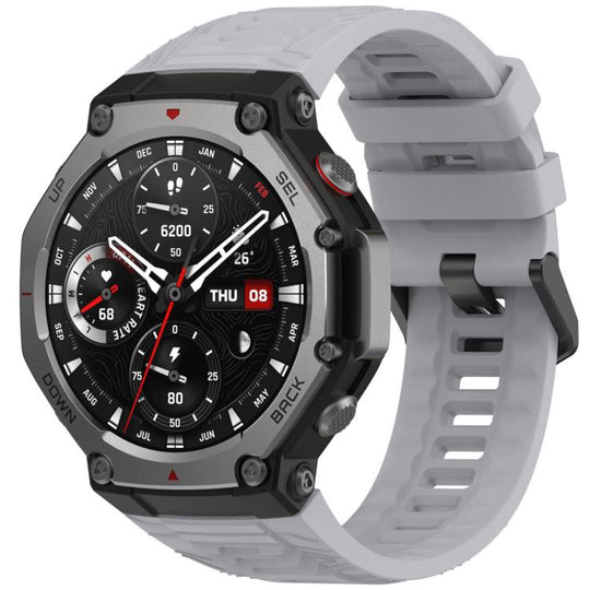 For Amazfit T-Rex 3 xDfind Solid Color Black Buckle Silicone Watch Band(Rock Grey)