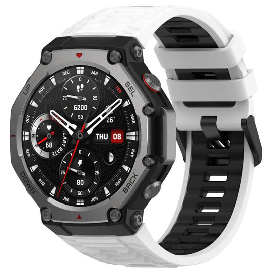 For Amazfit T-Rex 3 xDfind Two-color Black Buckle Silicone Watch Band(White Black)