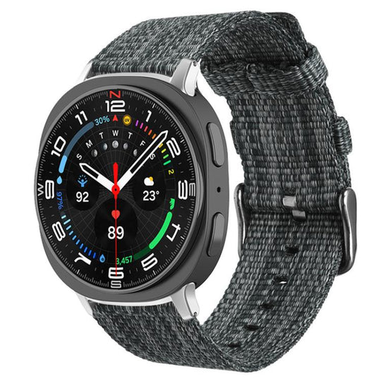 For Galaxy Watch9 / 8 / 8 Classic xDfind Nylon Canvas Watch Band(Dark Grey)