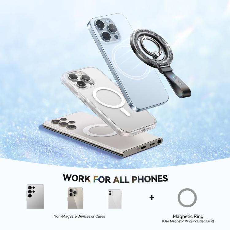 JOYROOM JR-ZS425 Glitter Ring Buckle MagSafe Magnetic Phone Holder(Black) - Ring Holder by JOYROOM | Online Shopping UK | buy2fix