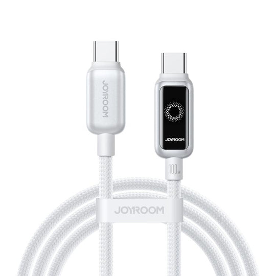 JOYROOM S-A55 StarFlight Series 100W Type-C to Type-C Auto Power-Off Fast Charging Data Cable, Length:1.2m(White)