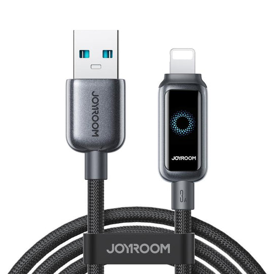 JOYROOM S-A55 StarFlight Series 3A USB to 8 Pin Auto Power-Off Fast Charging Data Cable, Length:1.2m(Black)