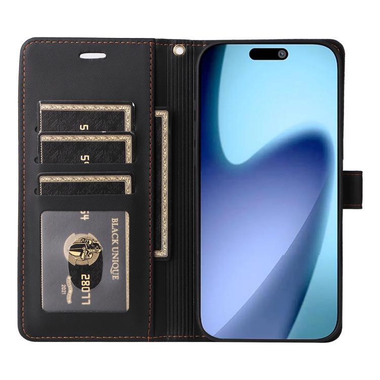 For iPhone Air Six Card Slots Buckle Leather Phone Case with Lanyard(Black) - iPhone Air Cases by buy2fix | Online Shopping UK | buy2fix
