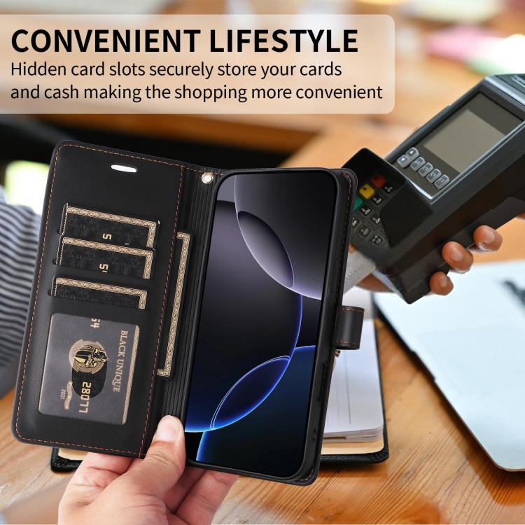 For iPhone Air Six Card Slots Buckle Leather Phone Case with Lanyard(Black) - iPhone Air Cases by buy2fix | Online Shopping UK | buy2fix