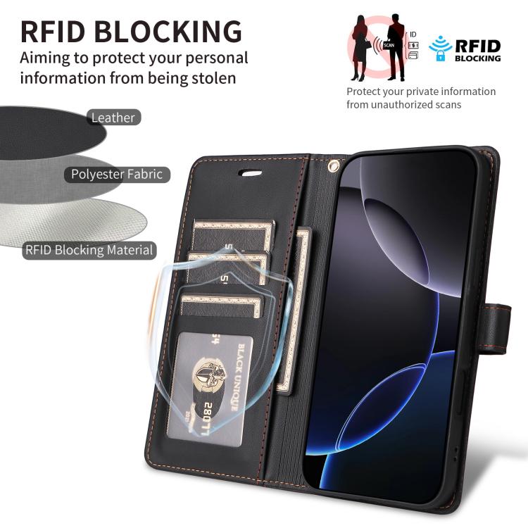 For iPhone Air Six Card Slots Buckle Leather Phone Case with Lanyard(Black) - iPhone Air Cases by buy2fix | Online Shopping UK | buy2fix