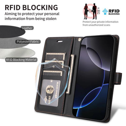 For iPhone Air Six Card Slots Buckle Leather Phone Case with Lanyard(Black) - iPhone Air Cases by buy2fix | Online Shopping UK | buy2fix