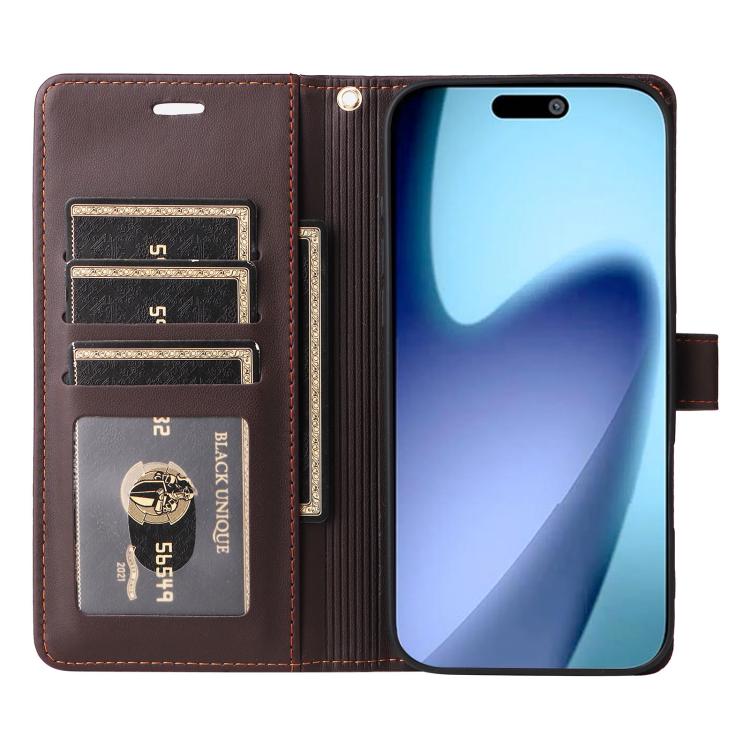 For iPhone Air Six Card Slots Buckle Leather Phone Case with Lanyard(Coffee) - iPhone Air Cases by buy2fix | Online Shopping UK | buy2fix